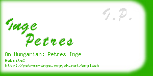 inge petres business card